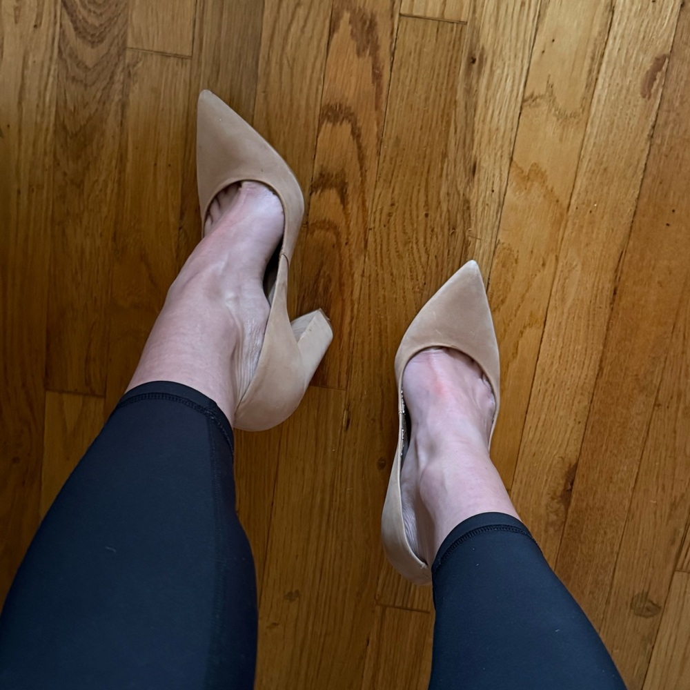 Steve Madden Beige Pointed Toe Block Heels